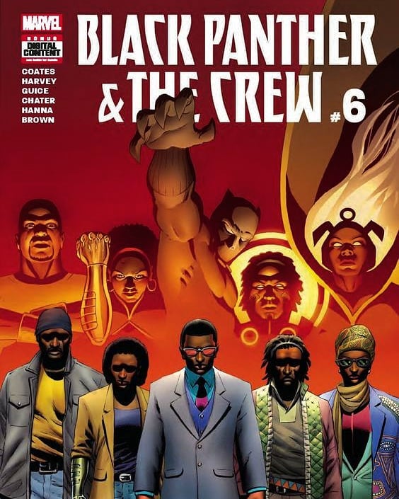 BLACK PANTHER THE CREW 6 Published in 2017 and ran 6 issues. It was written by Ta Nehisi Coates and illustrated by Butch Guice.
